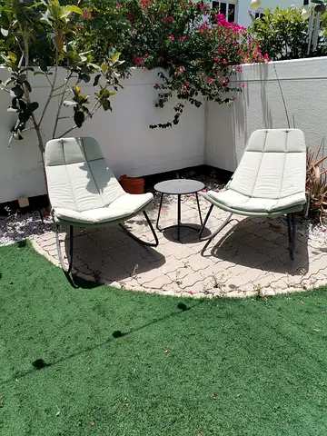 Outdoor relaxing chairs and table