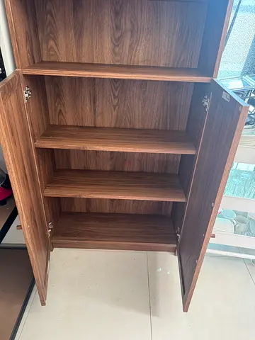 Wooden Shoe Cabinet / Narrow Storage Cupboard - Walnut Finish