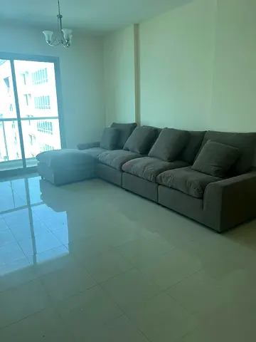 Large brown L-Shaped Fabric Sofa with Chaise - Good Condition