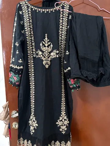 Embroidered Black Ethnic Suit for Women