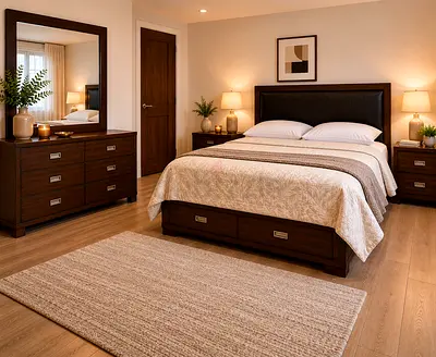 Real wood king size bedroom set with mattress