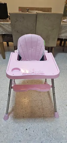 Light Pink Baby High Chair - Plastic Tray  Adjustable Footrest