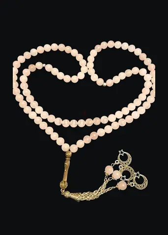 Vintage-style Pink Quartz Bead Tasbih / Prayer Beads 99