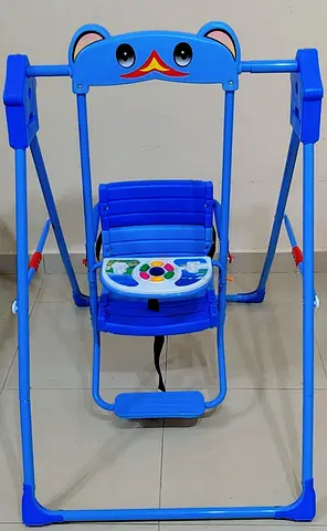 Blue Baby Swing with Activity Tray and Safety Belt - Good Condition