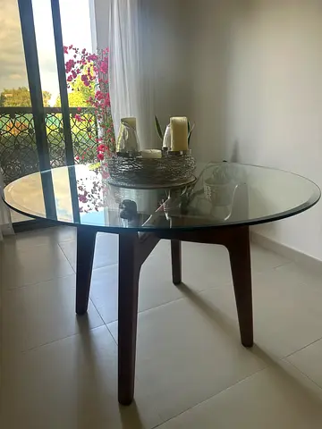 4 seater round dining table - crate and barrel