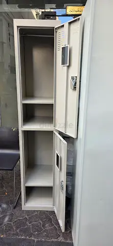 Used Metal Wardrobe / Office Lockers - 2 Tall Units (Beige)
