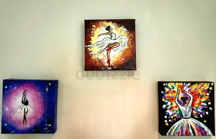 Original three abstract paintings..