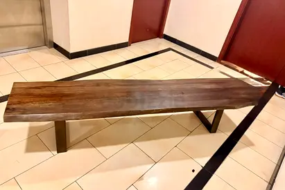 Marina Solid Wood Bench with Metal Legs - Minimalist Hallway Seating