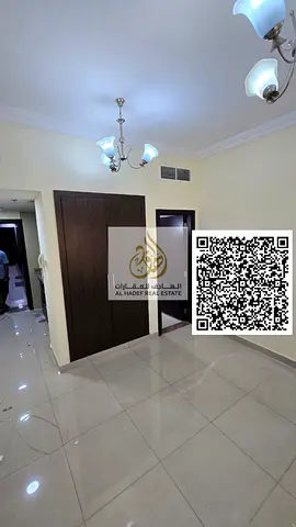 Studio apartment for rent in Rawda 1 with built-in wardrobe and semi-separate kitchen, near Al Hamidiya Police Station and opposite Kenz Hypermarket.