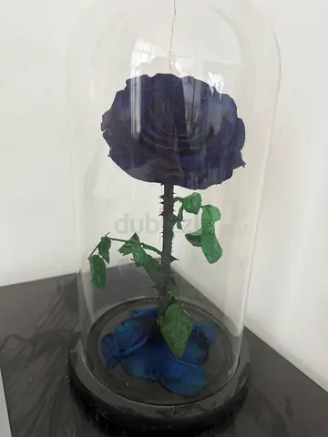 Decorative Preserved Blue Rose in Glass Dome