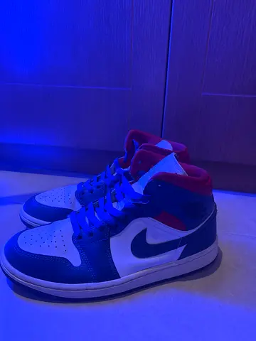 Used Nike Air Jordan 1 Mid - Blue/White/Red, size 40.5