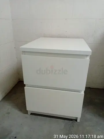 Modern White Two Drawer Nightstand