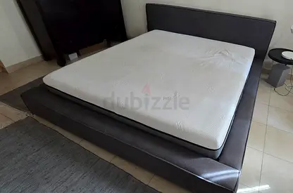 King size upholstered platform bed with ECOSA amazing foam mattress - gray