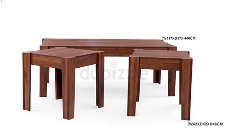 Solid Wood Nesting Coffee Table Set - 4 Pieces, Walnut Finish