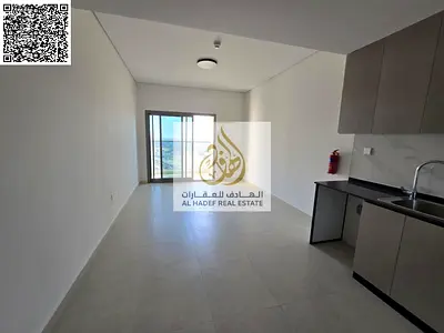 Studio apartment with balcony, parking, gym, and swimming pool inside the tower. First occupancy, located on Sheikh Mohammed Bin Zayed Road. A spaciou