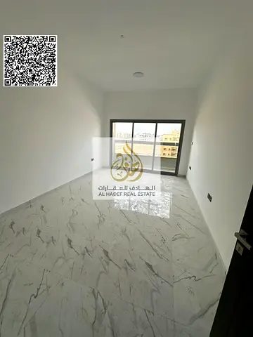 One bedroom, living room, balcony, two bathrooms, kitchen, built-in wardrobes, first occupancy, Al Jurf 3, 33,000