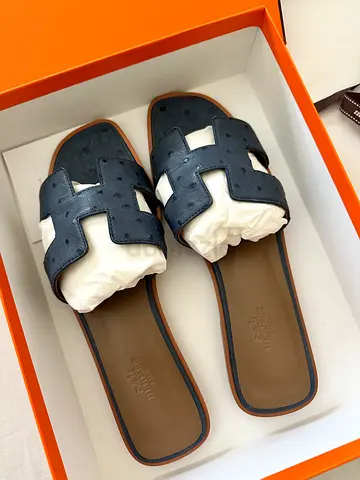 Hermes Ostritch Oran Slippers - brand new