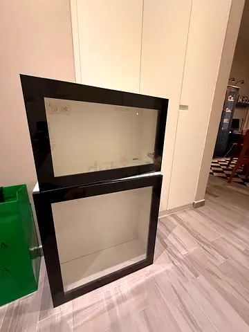 Pair of IKEA BEST black framed glass cabinet/display doors - excellent condition