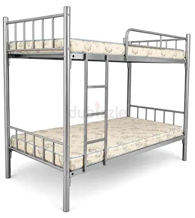 Sturdy Metal Bunk Bed Frame with Two Mattresses