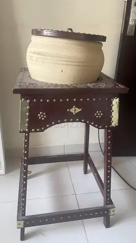 Handcrafted Wooden Side Table with Decorative Metal Studs