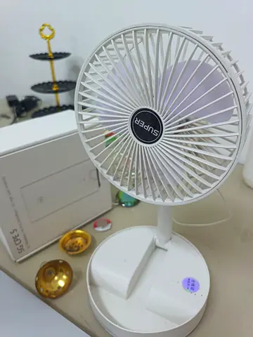Portable Rechargeable Desk Fan - White (Good Working Condition)