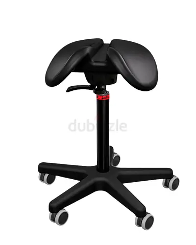 Ergonomic Saddle Stool on Wheels – Adjustable Height, Black