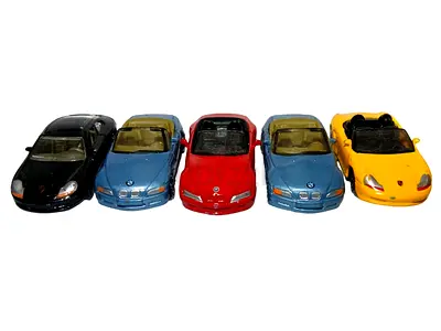 5 Die-Cast Matchbox Toy Cars Lot - Welly BMW Z3 Roadsters  Porsches (Maisto/Welly)