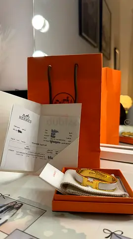 Pre-owned Hermès Clic H Enamel Bracelet in Gold/White - With Box  Receipt - Negotiable