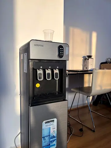 Geepas Water Dispenser Cooler - Hot  Cold, Stainless Steel Finish