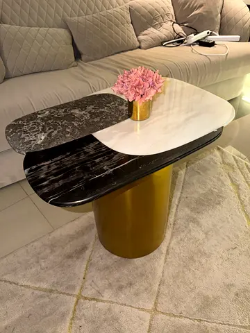 Modern Nesting Marble Coffee Tables with Gold Base (Set of 2) each table bought at 3600 aed. New