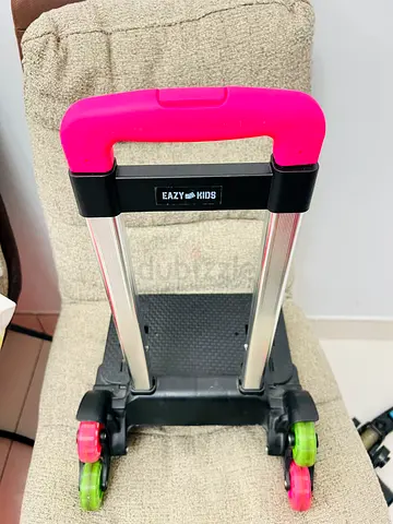Eazy Kids pink  black kids ride-on scooter suitcase