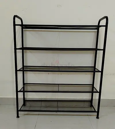 Black Metal 5-Tier Shelf Unit - Good Condition