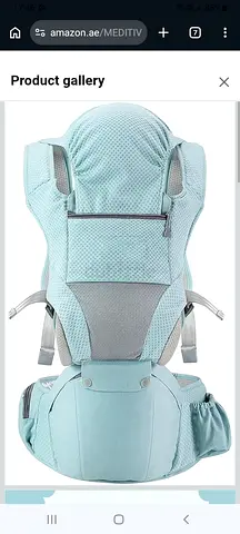Soft Structured Baby Carrier with Hip Seat - Light Blue, Multi-position