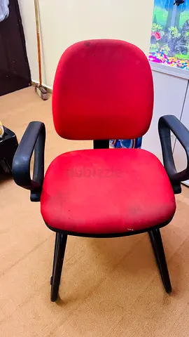 Red Office Visitor Chair with Armrests — Used