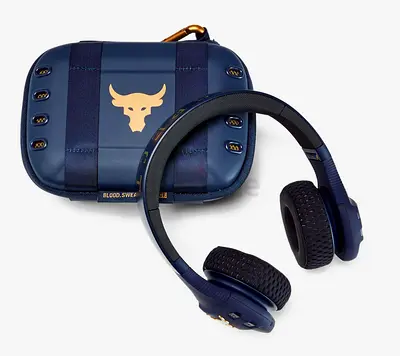 Project Rock In Ear Headphones Wireless Over-Ear Headphones with Carry Case - Navy