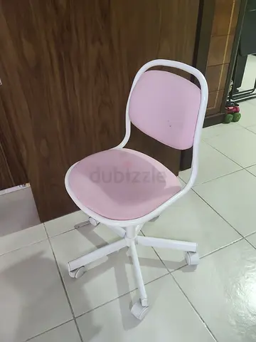 White and Pink Swivel children Chair — Good Condition