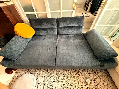 3-seater Convertible Sofa Bed in Dark Grey Fabric — Good Condition