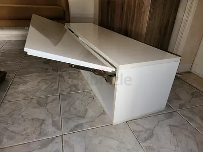 White Wall-Mounted Flip-Down Storage Cabinet / Small Media Shelf