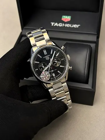 TAG Heuer Carrera Chronograph Stainless Steel Mens Watch - Black Dial