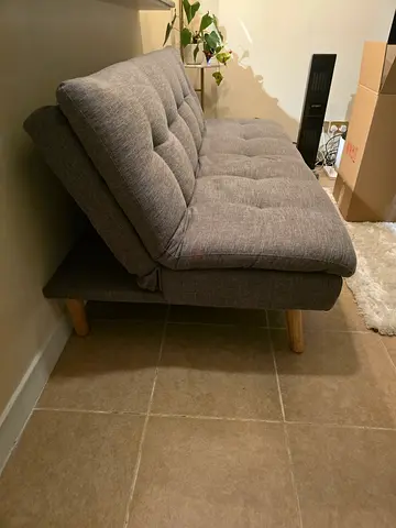 Modern Grey Fabric Futon Sofa