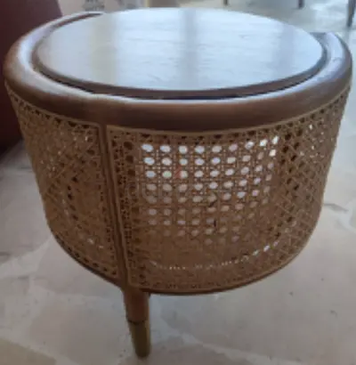 Wooden Cane Side Low Table