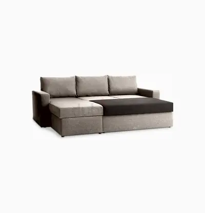 Grey L-shaped Fabric Sofa with Chaise Lounge - Convertible with a storage
