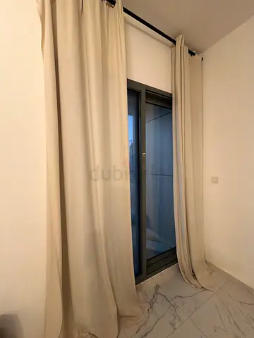 Beige floor-length curtains — set of 2 panels