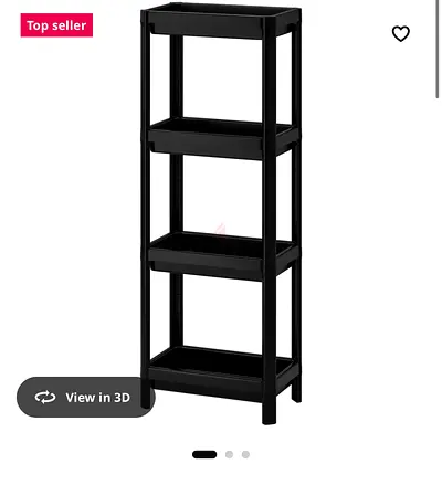 White / Black 4-Tier Slim Storage Shelf - Lightweight Plastic Organizer