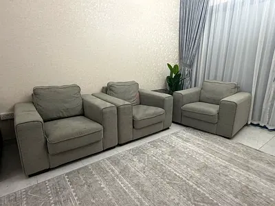 Set of 3 Comfortable Grey Armchairs - perfect Condition