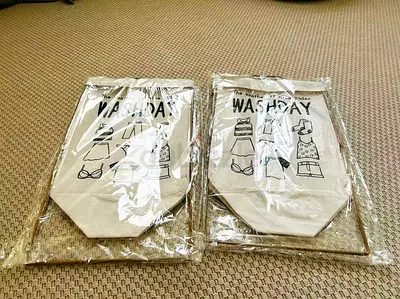 Set of 2 Canvas Laundry Bags with Stand - New in Packaging