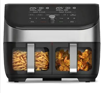 Instant Vortex Plus Dual Air Fryer 7.6L, Large Double Air Frying Drawers 8-in-1 Smart Programmes Air