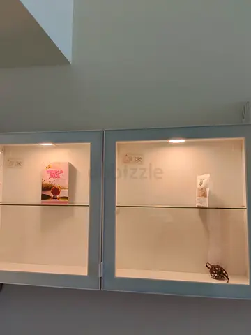 2pcs. Wall cabinets with glass doors, glass shelf and decorative light