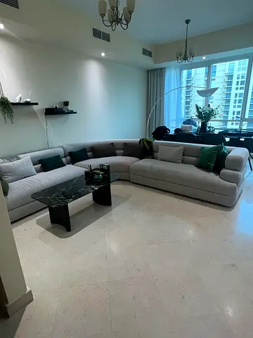 Light grey modern sectional sofa with chaise