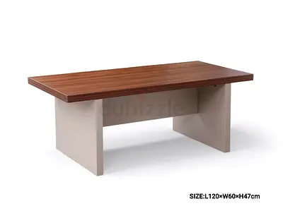 Modern Rectangular Coffee Table – Walnut Top, Beige Base (L120 x W60 x H47cm)